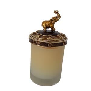 St. John Home lidded candle elephant rhinestones NEW in box